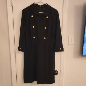 Like New Black Tuxedo Dress with Gold Buttons